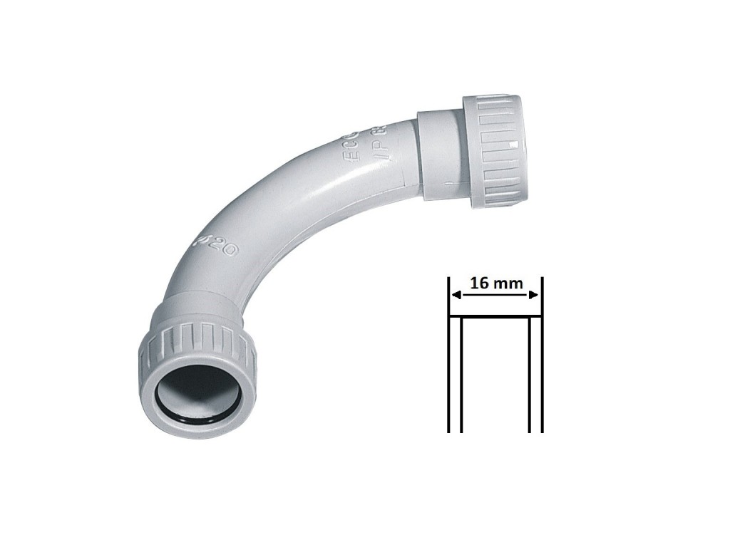 GIUNTO FAEG CURVA STAGNA A 90 GRADI PER TUBI RIGIDI TUBO-TUBO IP65 Ø16