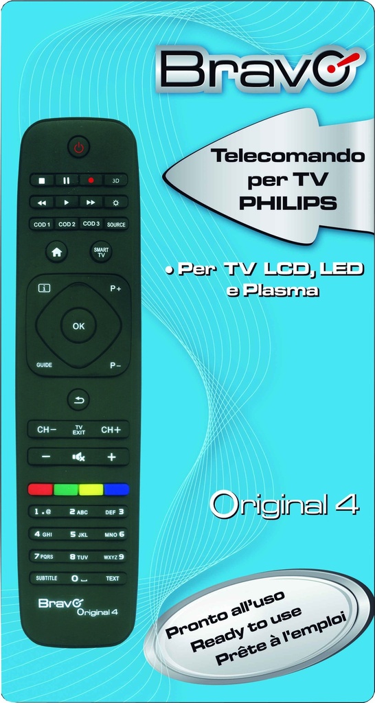 TELECOMANDO TV BRAVO MODELLO ORIGINAL DEDICATO PER PHILIPS 