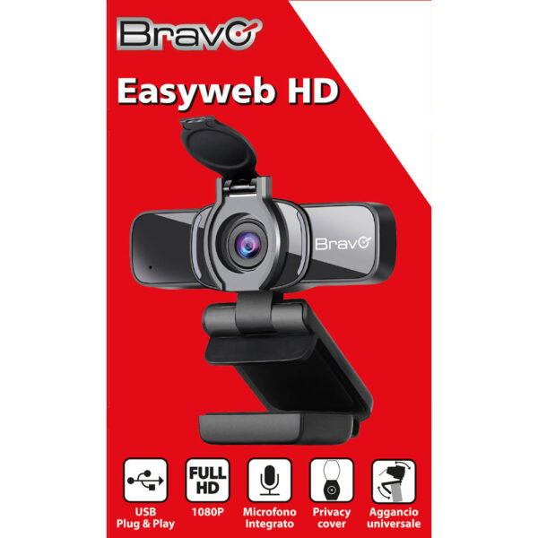 TELECAMERA WEB CAM DA PC BRAVO MODELLO WEBCAM INSTALLAZIONE RAPIDA A PC GRAZIE ALLA FUNZIONE PLUG & PLAY