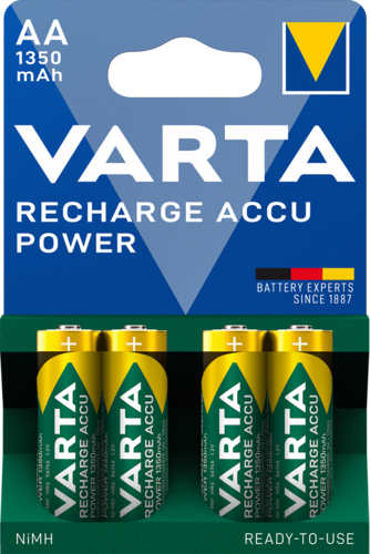 PILE VARTA RICARICABILE STILO AA 1.2V 1350MAH NI-MH BL. 4 56746101404