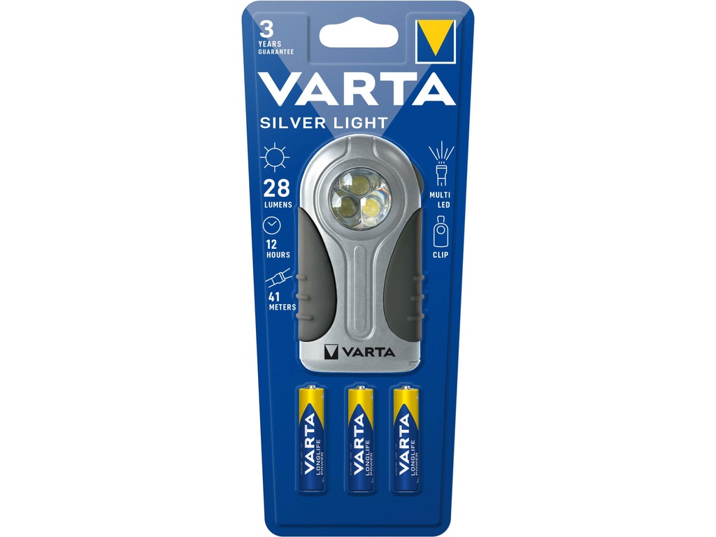 TORCIA VARTA LED SILVER LIGHT 28LM MINISTILO AAA INCLUSE PZ. 3 16647