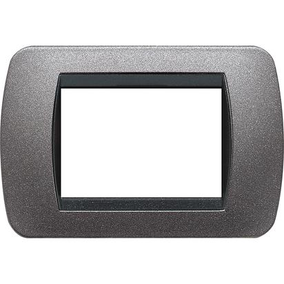 PLACCA BTICINO A 3 MODULI IN METALLO  GRAFITE SERIE  BTICINO LIVINGLIGHT