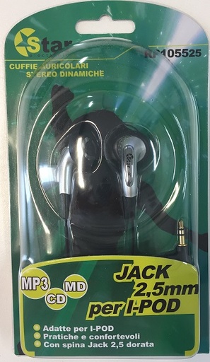 [RP105525] AURICOLARI STEREO HI-FI SUPER BASS POWER  JACK 2.5MM DORATO