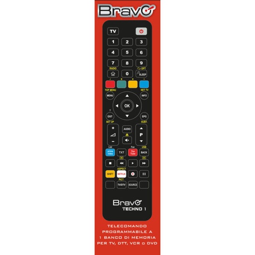 [78010000] TELECOMANDO TV BRAVO MODELLO TECHNO1 PROGRAMMABILE DA PC PER UN SOLO TELECOMANDO 1:1 