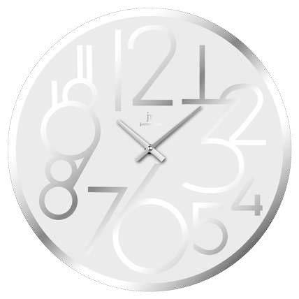 [14892B] OROLOGIO PARETE VETRO TONDO 38CM BIANCO  LOWELL