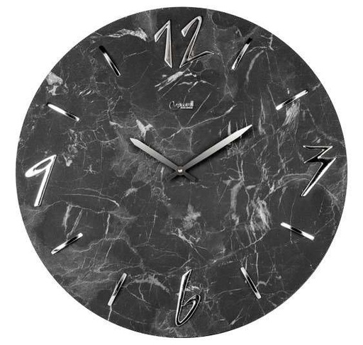 [11457] OROLOGIO DA PARETE AL QUARZO NERO DIAM.50