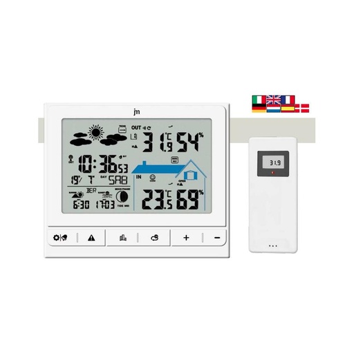[JD9535N] STAZIONE BAROMETRICA LOWELL RADIOCONTROLLATA CON SENSORE ESTERNO NERO 