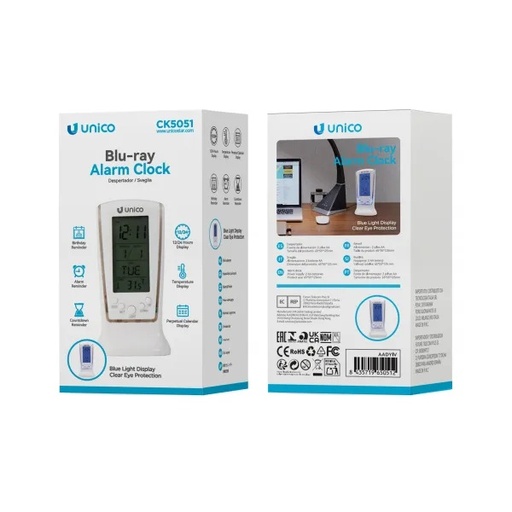 [CK5051BN] SVEGLIA DIGITALE UNICO CON ORA , TEMPERATURA DATARIO