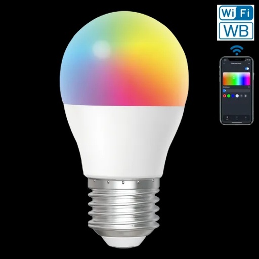 [LEDG4565E27] LAMPADA LED SFERA G45 6.5W WIFI WB SMART