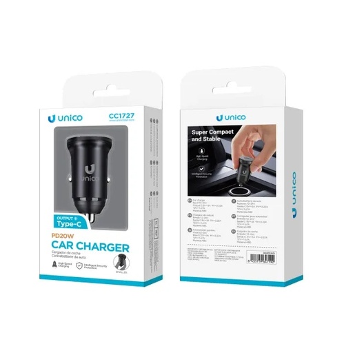 [CC1727] CARICATORE UNICO DA AUTO MINI 12V CON USB-C POWER DELIVERY 20W NERO 