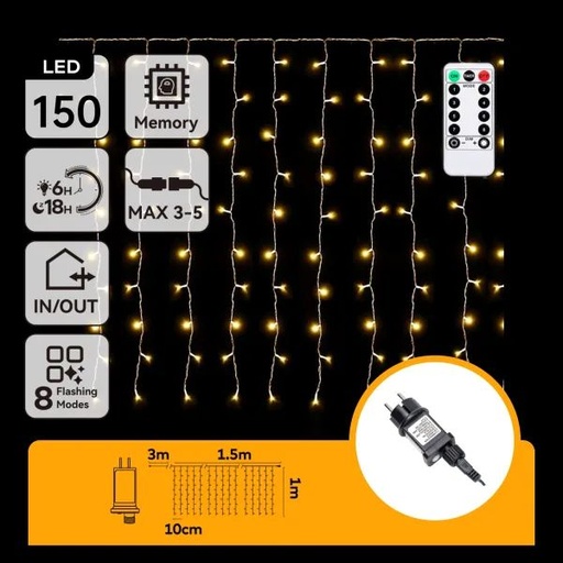 [AI66162] TENDA 150LED IP44 SUNNY 3M+1.5M*1M COLL.INT/EST