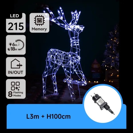 [AI08483] RENNA LUMINOSA A BASSO VOLTAGGIO, LUCE FREDDA, 1M, IP44, INTERNO&ESTERNO