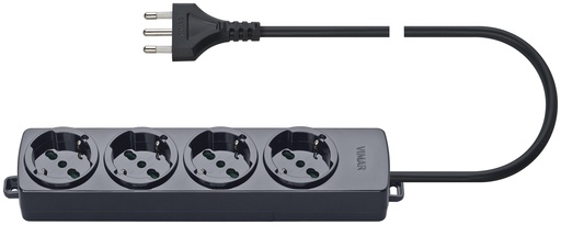[VIW01292CC] PRESA MULTIPLA 4 UNIVERSALE+CAVO NERO
