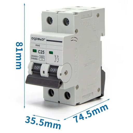 [AI197728] INTERRUTTORE CONTAKT MAGNETOTERMICO 2P 25A CURVA C  GRIGIO