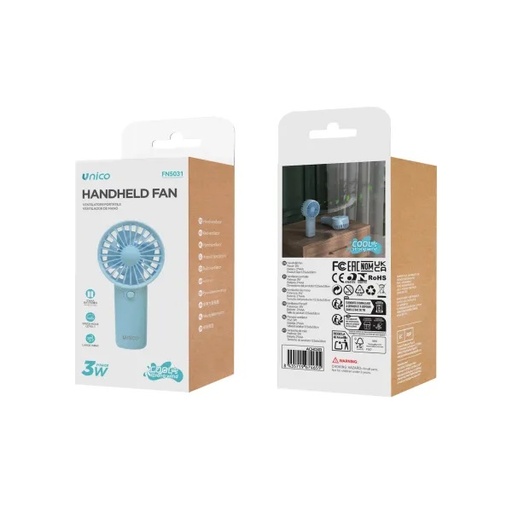 [FN5031BLU] VENTILATORE  UNICO PORTATILE CON 2 PILE STILO -AA-  A 4 PALE CON LACCETTO COLORE BLU