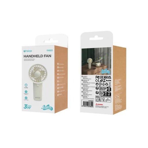 [FN5031Y] VENTILATORE PORTATILE CON 2 STILO - AA- A 4 PALE CON LACCETTO COLORE AVORIO 