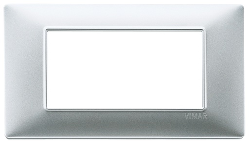 [VIW1465420] PLACCA VIMAR TECNOPOLIMERO SERIE PLANA ARGENTO OPACO 4POSTI