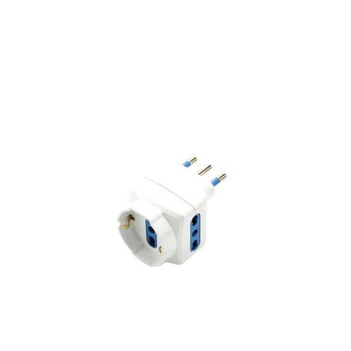 [F8112] ADATTATORE CIVILE SFALSATO FAI 1 SPINA 2P+T 16A S17 PRESA BIPASSO / SCHUKO 2 BIPRESE  2P+T - 2P17/11 - P30 