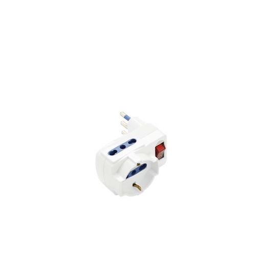 [F8115] ADATTATORE CIVILE SFALSATO FAI CON INTERRUTTORE 1 SPINA 2P+T 16A S17 PRESA BIPASSO/SCHUKO 2 BIPRESE 2P+T - 2P17/11-P30
