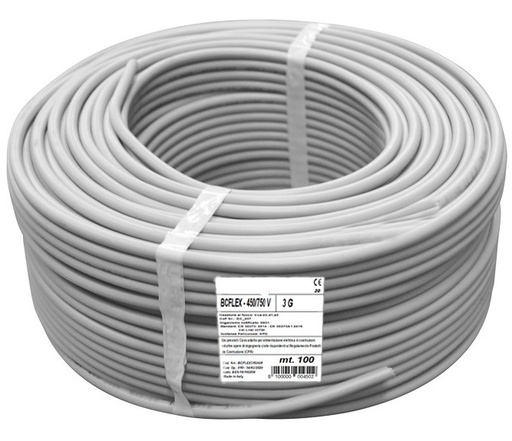 [BCFLEX3100GR] CAVO ELETTRICO BC FLEX 450/750 V 3X1 GRIGIO 100 MT. IMQ