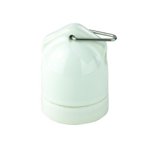 [CTAC162] PORTALAMPADA PASSANTE E27 IN PORCELLANA BIANCO, KIT ACC.INCL. CONTAKT