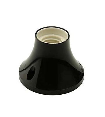 [F0080N] PUNTO LUCE TERMOPLASTICO  E27 BASE DIRITTA NERO FAI
