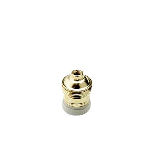 [F1035] PORTALAMPADA FAI OTTONE E27 CAMICIA LISCIA IN METALLO CON GHIERA IN PORCELLANA