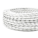 CAVO ELETTRICO TRECCIOLA 3X0.75  TESSUTO BIANCO OTTICO 50MT. IMQ