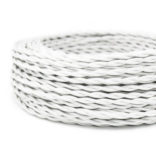 [CEFA03075BITB50] CAVO ELETTRICO TRECCIOLA 3X0.75  TESSUTO BIANCO OTTICO 50MT. IMQ