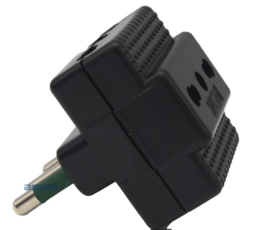 [9010N] ADATTATORE SPINA 16A 3 PRESE BIP.10/16A NERO  MED