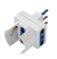 [FBIP012] ADATTATORE TRIPLO + SCHUKO BIANCO BIPASSO FAI