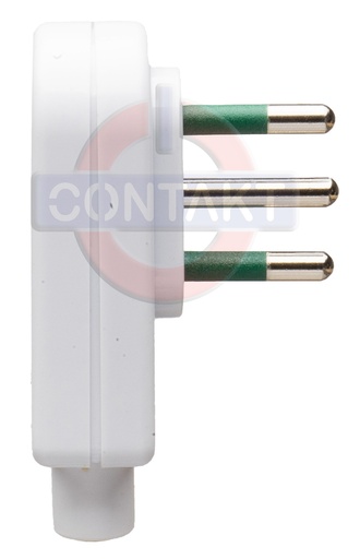 [CT1005B] SPINA CIVILE CONTAKT PIATTA A SQUADRA 90° 2P+T 10A SPA11 250V  BIANCO