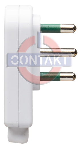 [CT1006B] SPINA CIVILE CONTAKT PIATTA A SQUADRA 90° 2P+T 16A SPA17 250V BIANCO