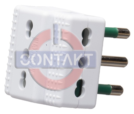 [CT1010B] ADATTATORE CIVILE CONTAKT MULTIPLO 250V SPINA 2P+T 16A S17  3 BIPRESE 16A P17/11 BIANCO