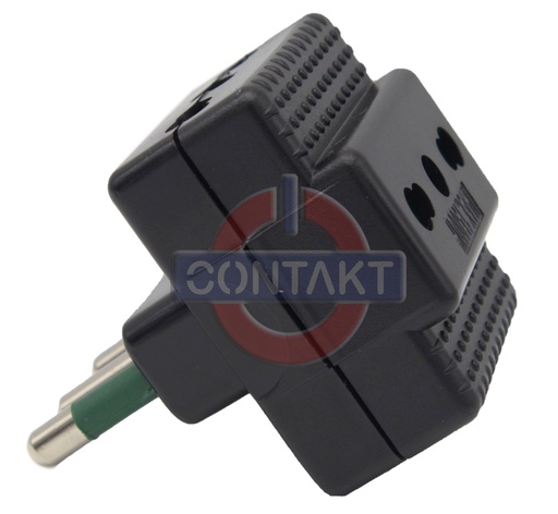 [CT1010N] ADATTATORE CIVILE CONTAKT MULTIPLO 250V SPINA 2P+T 16A S17 3 BIPRESE 16A S17/11 NERO