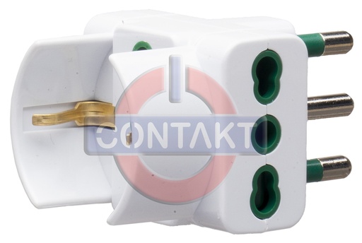 [CT1012N] ADATTATORE CIVILE CONTAKT 1 SPINA 2P+T 16A P17 1 PRESA BIPASSO/SCHUKO 2 BIPRESE 2P+T - 2P7/11-P30 NERO 