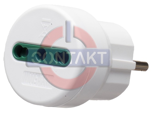 [CT1014B] ADATTATORE CIVILE CONTAKT 1 SPINA 2P+T 16A TEDESCO/FRANCESE BIPRESA 2P+T 16A P17/11 BIANCO