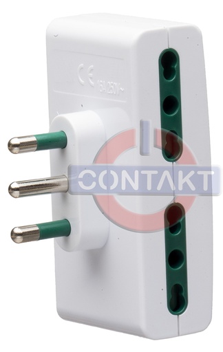 [CT1017B] ADATTATORE CIVILE CONTAKT SPINA 2P+T 16A S17 4 USCITE BIPRESA 2P+T 16A 4S17/11 BIANCO