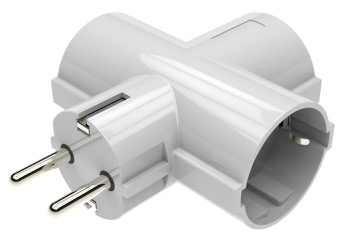 [CT1022B] ADATTATORE CIVILE CONTAKT SPINA SCHUKO  2P+T 16A S31 3 PRESE SCHUKO P30 BIANCO