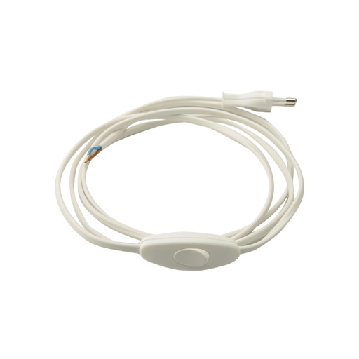 [F3021200] CAVO ELETTRICO FAI PIATTO CON CABLAGGIO INTERRUTTORE BIPOLARE 200 CM BIANCO 