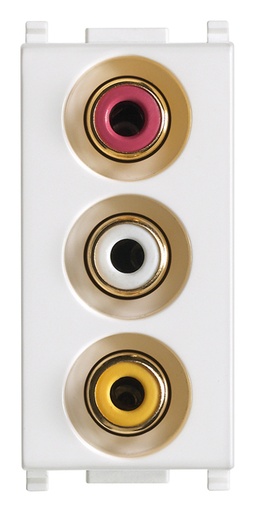 [VIW14335] FRUTTO VIMAR PRESA CON 3 CONNETTORI RCA SERIE PLANA BIANCO