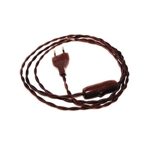 [F3041MA200] CABLAGGIO BIPOLARE CAVO TRECCIA CM.200 CON INTERRUTTORE MARRONE FAI