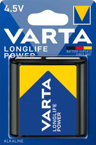 [4912] PILE VARTA ALKALINE LONGLIFE POWER  PIATTA 4.5V  BL.1