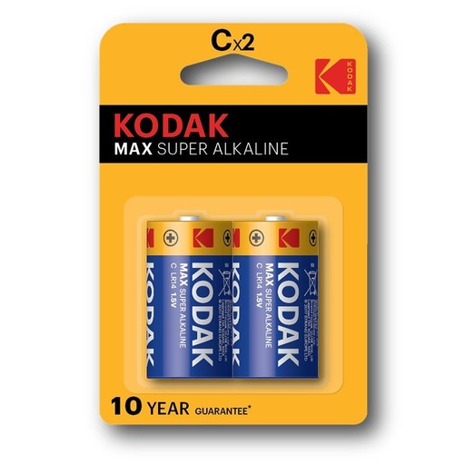 [KMAX1400] PILE KODAK ALKALINE MAX MEZZA TORCIA C BL. 2 KMAX1400