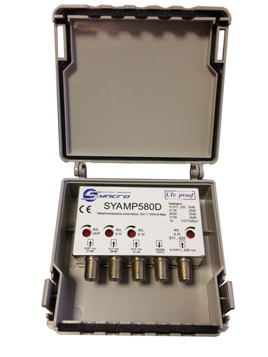 [SYAMP580D] AMPLIFICATORE PALO 4 INGR. III-IV-V U 25DB 116/119DBUV SYNCRO