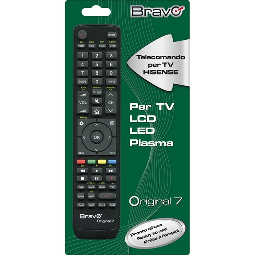 [ORIGINAL7] TELECOMANDO TV BRAVO MODELLO ORIGINAL DEDICATO PER HISENSE 