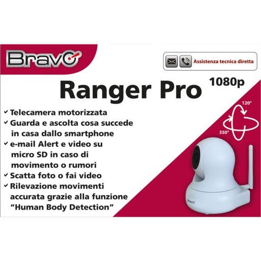 [BRRANGER] TELECAMERA VIDEOSORVEGLIANZA BRAVO MODELLO RANGERPRO DA INTERNO WIRELESS 