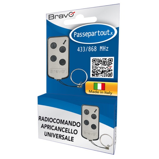 [BRPASSEPTOUT] RADIOCOMANDI BRAVO PASSPARTOUT FREQUENZA FISSA 433.92 E 868 Mhz 4 CANALI 
