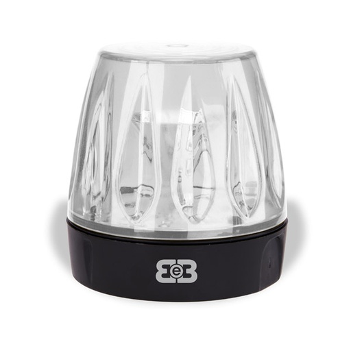 [F03DUSK] LAMPEGGIANTE BeB CREPUSCOLARE CON LUCE DI CORTESIA MULTITENSIONE DA 15V A  230V A LED CALOTTA TRASPARENTE