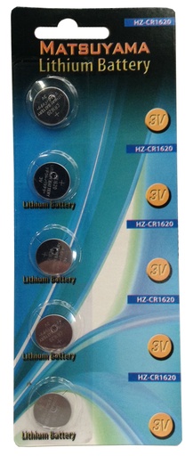 [HZCR1620] PILE MATSUYAMA SPECIALISTICHE 3V LITHIO CR1620 BL.5 ( PREZZO SINGOLO )